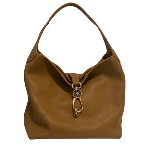 Dooney & Bourke Pebbled Leather Hobo Bag Tan Gold Lobster Clasp Closure